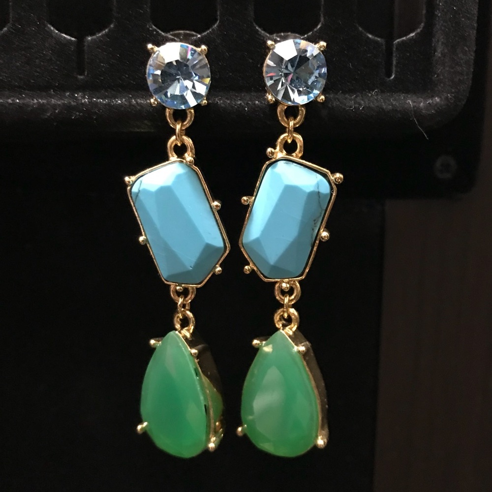 Kate Spade faux emerald turquoise blue earrings